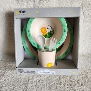 New baby's bamboo 5 pieces fiber dinnerware set animal design